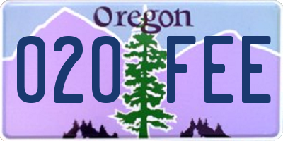 OR license plate 020FEE
