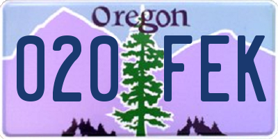 OR license plate 020FEK