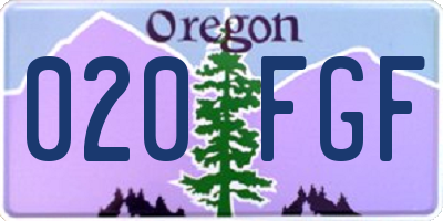 OR license plate 020FGF