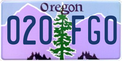 OR license plate 020FGO