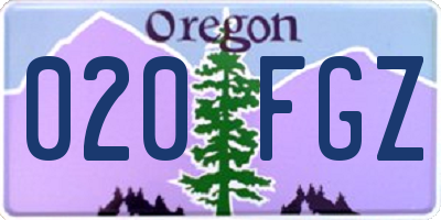 OR license plate 020FGZ