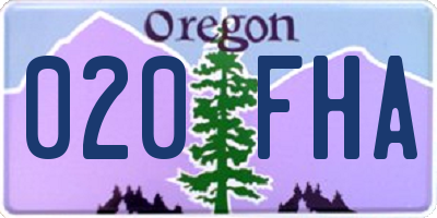 OR license plate 020FHA