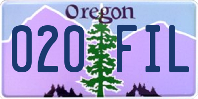 OR license plate 020FIL