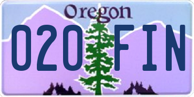 OR license plate 020FIN