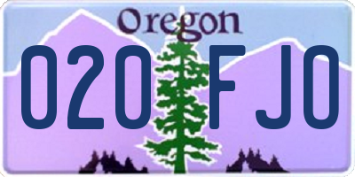 OR license plate 020FJO