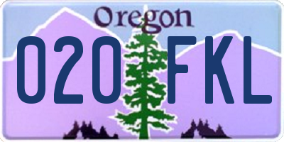 OR license plate 020FKL