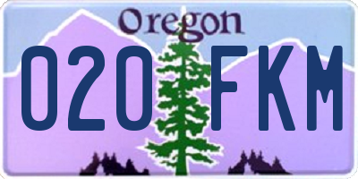 OR license plate 020FKM