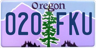 OR license plate 020FKU