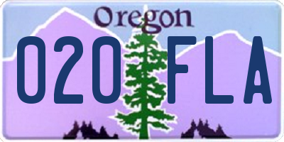 OR license plate 020FLA
