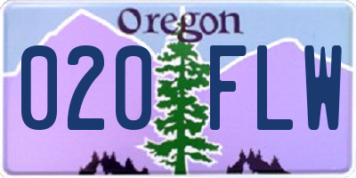 OR license plate 020FLW