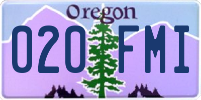 OR license plate 020FMI