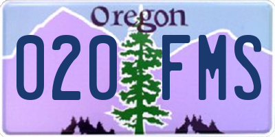 OR license plate 020FMS