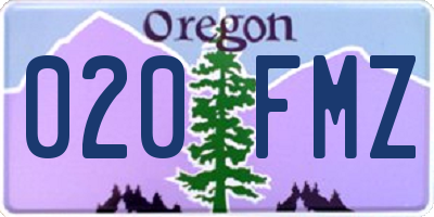 OR license plate 020FMZ