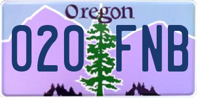OR license plate 020FNB