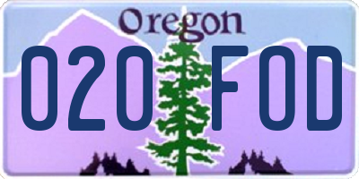 OR license plate 020FOD
