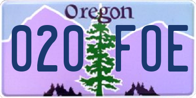 OR license plate 020FOE