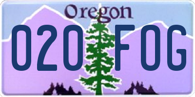 OR license plate 020FOG