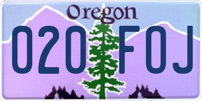 OR license plate 020FOJ