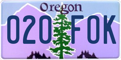 OR license plate 020FOK
