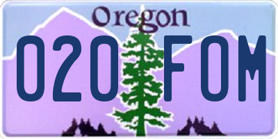 OR license plate 020FOM