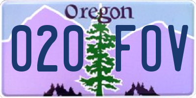 OR license plate 020FOV