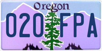 OR license plate 020FPA