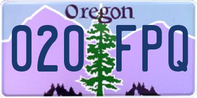 OR license plate 020FPQ