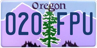OR license plate 020FPU