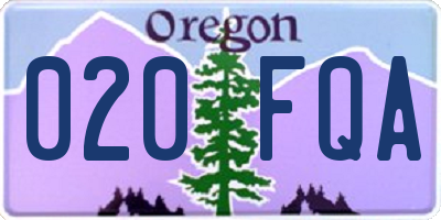 OR license plate 020FQA