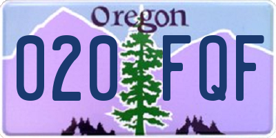 OR license plate 020FQF