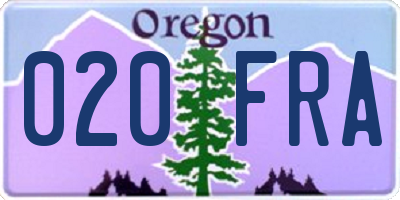 OR license plate 020FRA