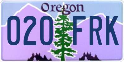 OR license plate 020FRK