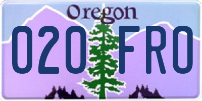 OR license plate 020FRO