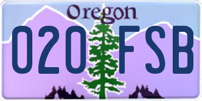 OR license plate 020FSB