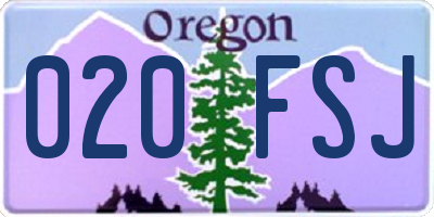 OR license plate 020FSJ