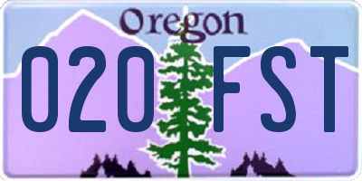 OR license plate 020FST