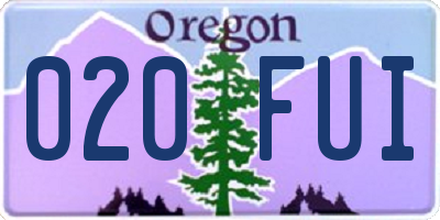OR license plate 020FUI
