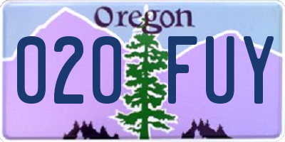 OR license plate 020FUY