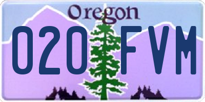 OR license plate 020FVM
