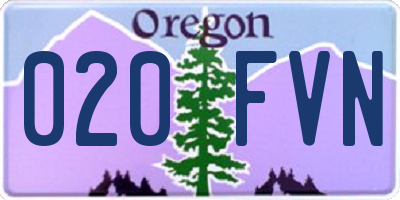 OR license plate 020FVN