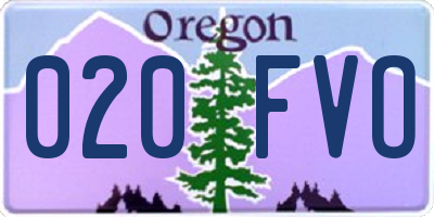 OR license plate 020FVO