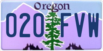 OR license plate 020FVW