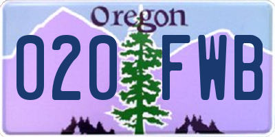 OR license plate 020FWB