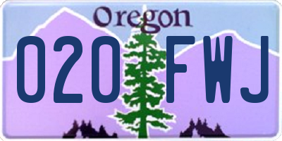 OR license plate 020FWJ