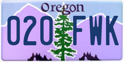 OR license plate 020FWK