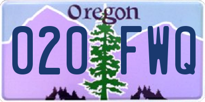 OR license plate 020FWQ