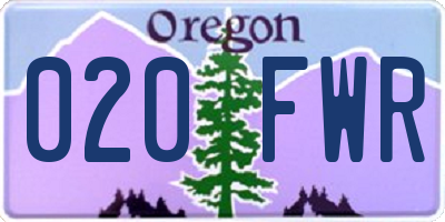 OR license plate 020FWR