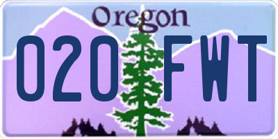 OR license plate 020FWT