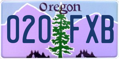 OR license plate 020FXB