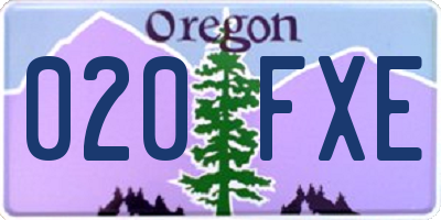 OR license plate 020FXE